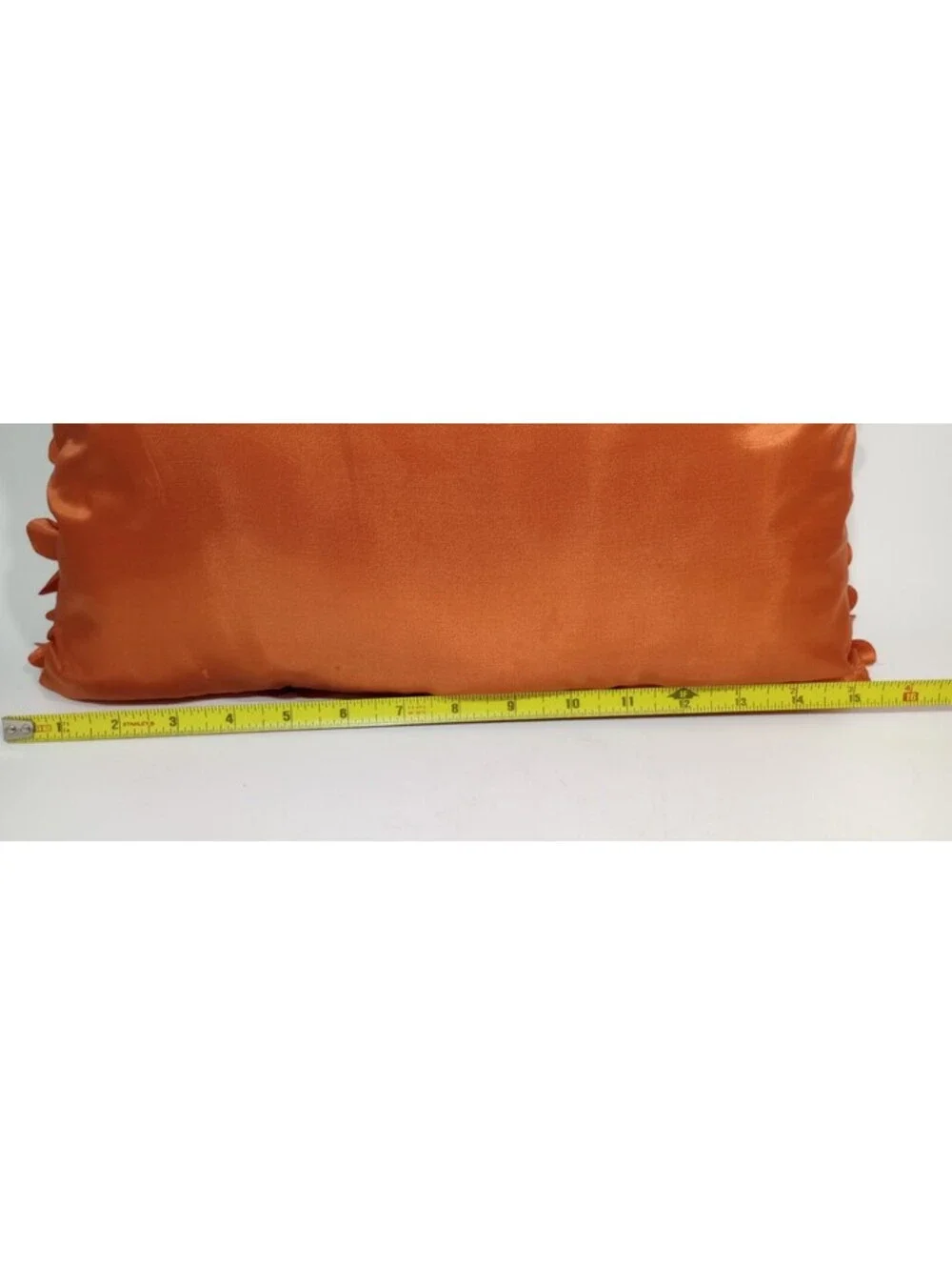 Pier 1 Imports Rectangular Zippered Pillow Cover Orange Tangerine Satin Ruffle